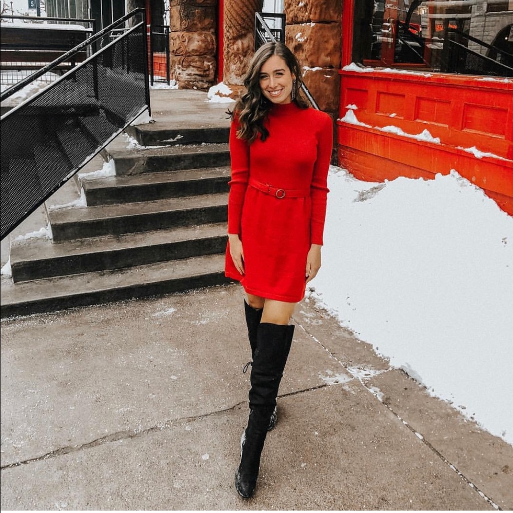 Free People Red Long-Sleeved Dress